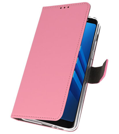 Roze Wallet Cases Hoesje voor Samsung Galaxy A8 Plus 2018