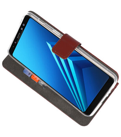 Bruin Wallet Cases Hoesje voor Samsung Galaxy A8 Plus 2018