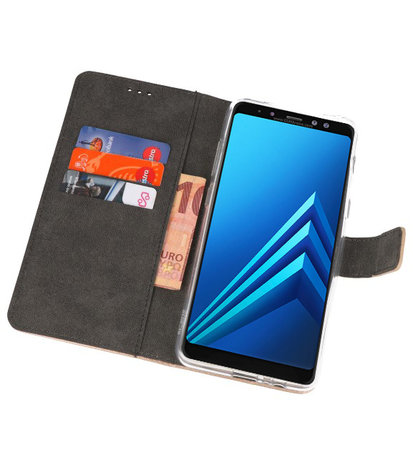 Goud Wallet Cases Hoesje voor Samsung Galaxy A8 Plus 2018