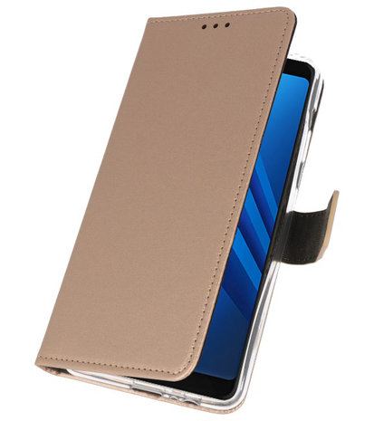 Goud Wallet Cases Hoesje voor Samsung Galaxy A8 Plus 2018