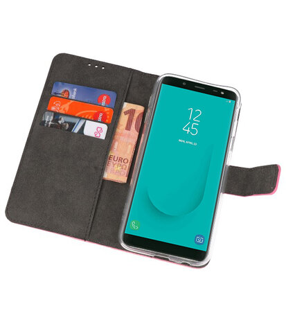 Roze Wallet Cases Hoesje voor Samsung Galaxy J6 2018