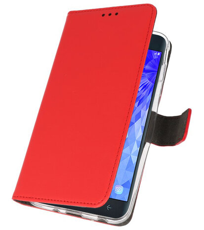Rood Wallet Cases Hoesje voor Samsung Galaxy J7 2018