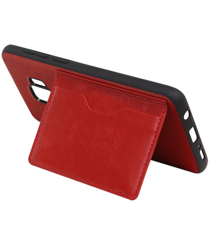 Rood Staand Back Cover 1 Pasje Hoesje voor Samsung Galaxy S9 Plus