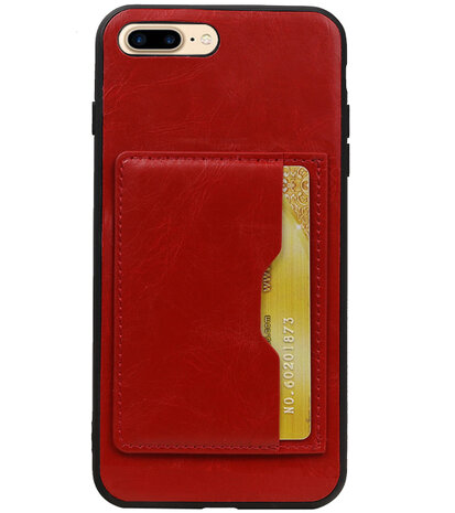Rood Staand Back Cover 1 Pasje Hoesje voor iPhone 8 Plus