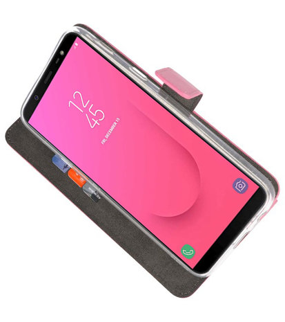 Roze Wallet Cases Hoesje voor Samsung Galaxy J8