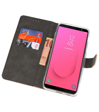 Goud Wallet Cases Hoesje voor Samsung Galaxy J8 