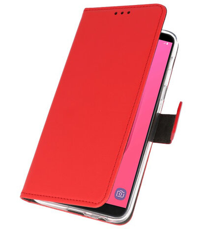 Rood Wallet Cases Hoesje voor Samsung Galaxy J8 