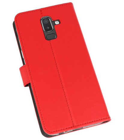 Rood Wallet Cases Hoesje voor Samsung Galaxy J8 