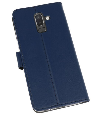 Navy Wallet Cases Hoesje voor Samsung Galaxy J8