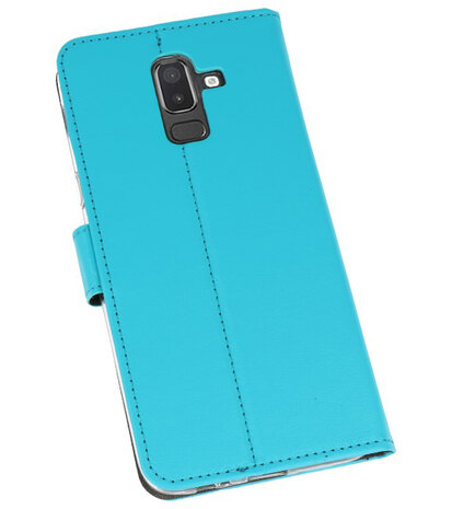 Blauw Wallet Cases Hoesje voor Samsung Galaxy J8 