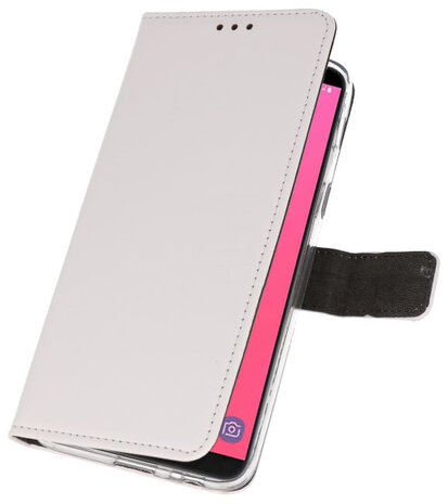 Wit Wallet Cases Hoesje voor Samsung Galaxy J8 