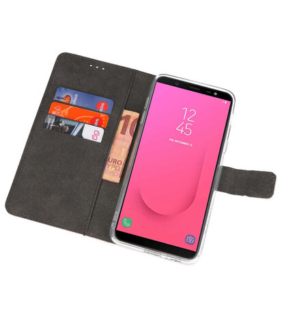 Wit Wallet Cases Hoesje voor Samsung Galaxy J8 