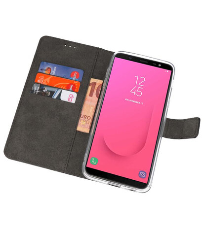 Zwart Wallet Cases Hoesje voor Samsung Galaxy J8 