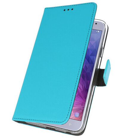 Blauw Wallet Cases Hoesje voor Samsung Galaxy J4 2018 