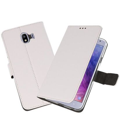 Wit Wallet Cases Hoesje voor Samsung Galaxy J4 2018