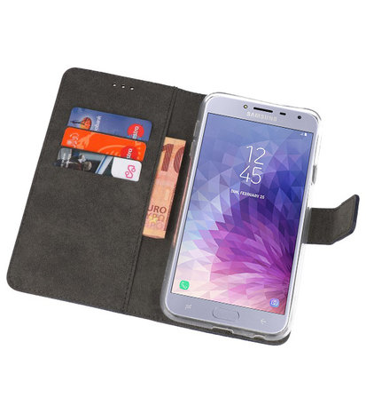 Navy Wallet Cases Hoesje voor Samsung Galaxy J4 2018