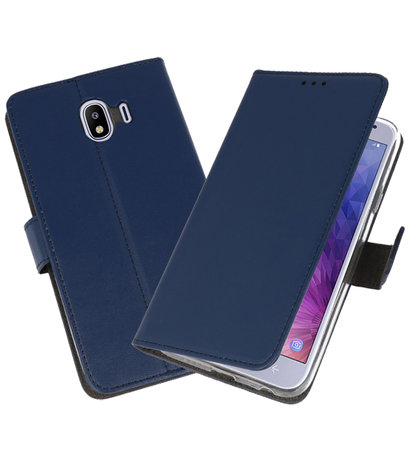 Navy Wallet Cases Hoesje voor Samsung Galaxy J4 2018