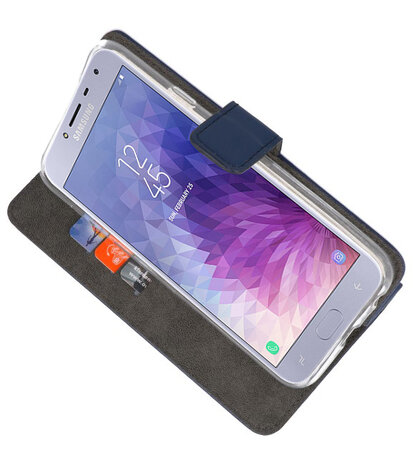 Navy Wallet Cases Hoesje voor Samsung Galaxy J4 2018