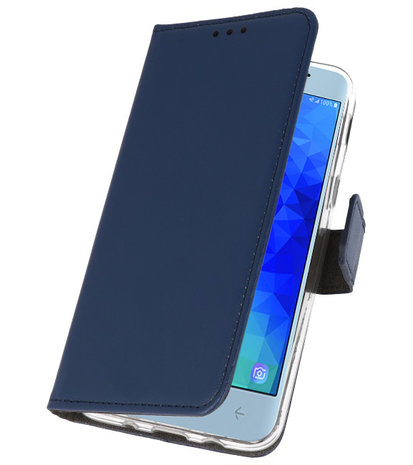 Navy Wallet Cases Hoesje voor Samsung Galaxy J3 2018