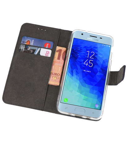 Navy Wallet Cases Hoesje voor Samsung Galaxy J3 2018