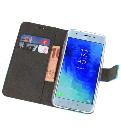 Blauw Wallet Cases Hoesje voor Samsung Galaxy J3 2018 