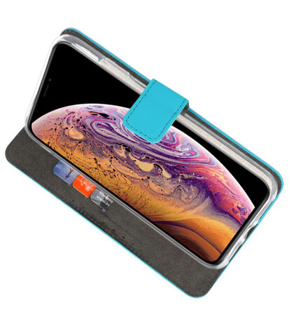 Blauw Wallet Cases Hoesje voor iPhone XS Max 