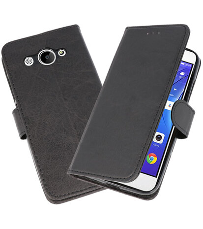 Zwart Bookstyle Wallet Cases Hoesje voor Huawei Y3 2018