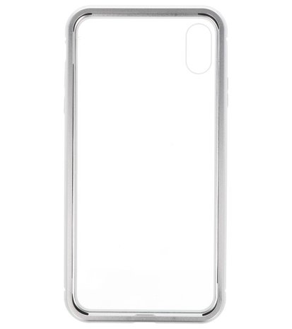 Magnetic Back Cover voor iPhone XS Max Zilver - Transparant