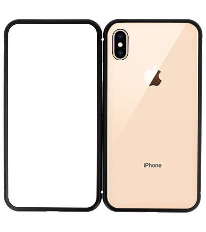 Magnetic Back Cover voor iPhone XS Max Zwart - Transparant