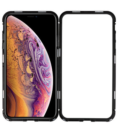 Magnetic Back Cover voor iPhone XS Max Zwart - Transparant