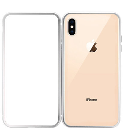 Magnetic Back Cover voor iPhone XS Max Zilver - Transparant