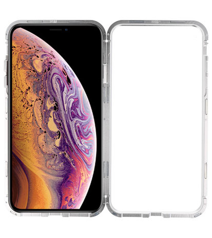 Magnetic Back Cover voor iPhone XS Max Zilver - Transparant