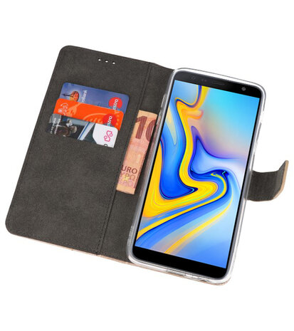 Wallet Cases Hoesje voor Galaxy J6 Plus Goud
