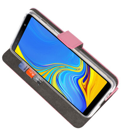 Wallet Cases Hoesje voor Galaxy A7 (2018) Roze