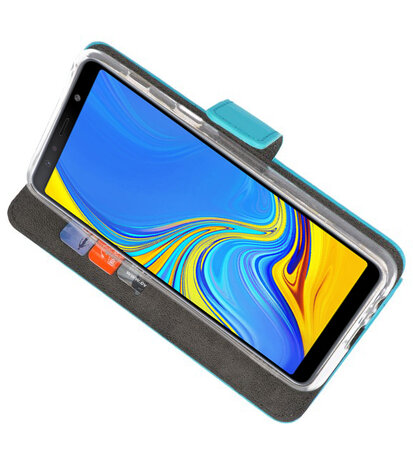 Wallet Cases Hoesje voor Galaxy A7 (2018) Blauw