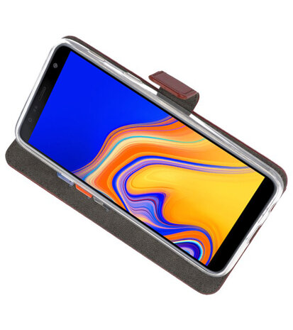 Wallet Cases Hoesje voor Galaxy J4 Plus Bruin