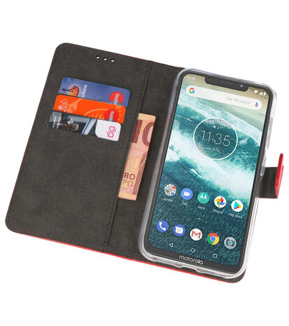 Wallet Cases Hoesje voor Moto One Power Rood