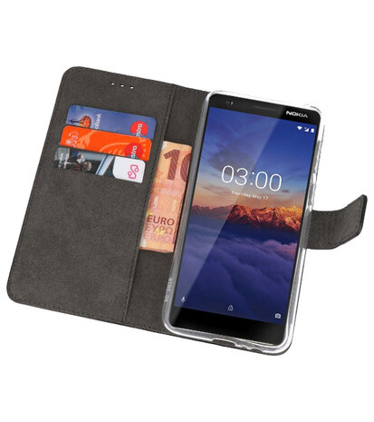 Wallet Cases Hoesje voor Nokia 3.1 Zwart