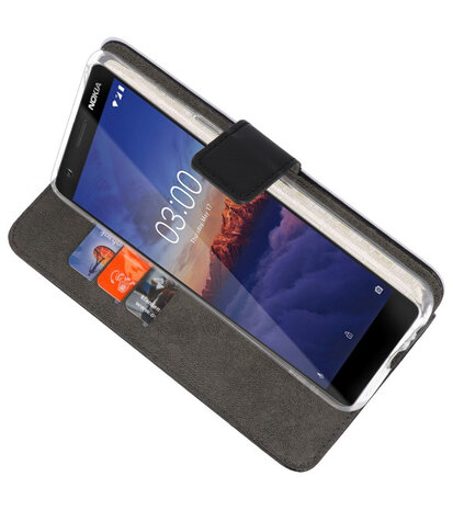 Wallet Cases Hoesje voor Nokia 3.1 Zwart