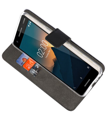 Wallet Cases Hoesje voor Nokia 2.1 Zwart