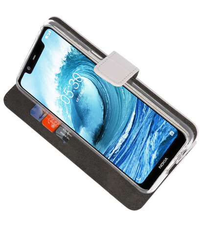 Wallet Cases Hoesje voor Nokia X5 5.1 Plus Wit