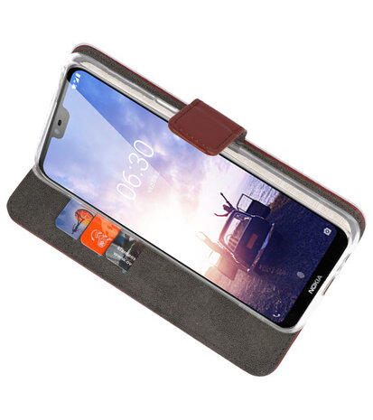 Wallet Cases Hoesje voor Nokia X6 6.1 Plus Bruin