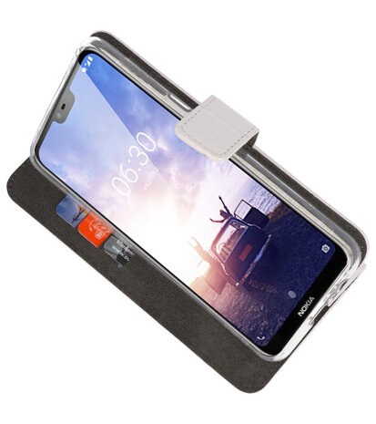 Wallet Cases Hoesje voor Nokia X6 6.1 Plus Wit