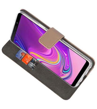 Wallet Cases Hoesje voor Samsung Galaxy A9 2018 Goud