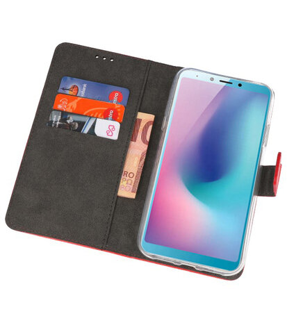 Wallet Cases Hoesje voor Samsung Galaxy A6s Rood