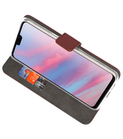 Wallet Cases Hoesje voor Huawei Y9 2019 Bruin