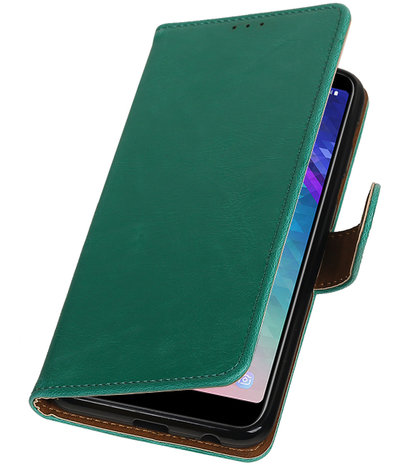 Hoesje voor Samsung Galaxy A6 Plus 2018 Pull-Up Booktype Groen