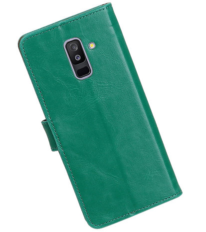 Hoesje voor Samsung Galaxy A6 Plus 2018 Pull-Up Booktype Groen