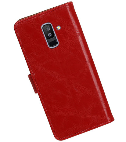 Hoesje voor Samsung Galaxy A6 Plus 2018 Pull-Up Booktype Rood