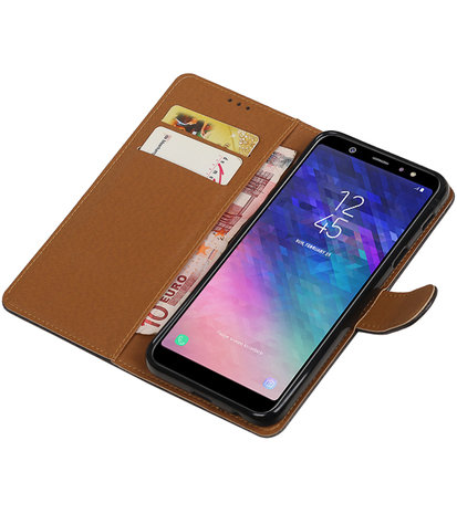 Hoesje voor Samsung Galaxy A6 Plus 2018 Pull-Up Booktype Zwart